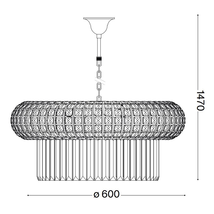Ideal Lux - Suspension chaîne en cristal NABUCCO 12xE14/40W/230V d. 60 cm doré
