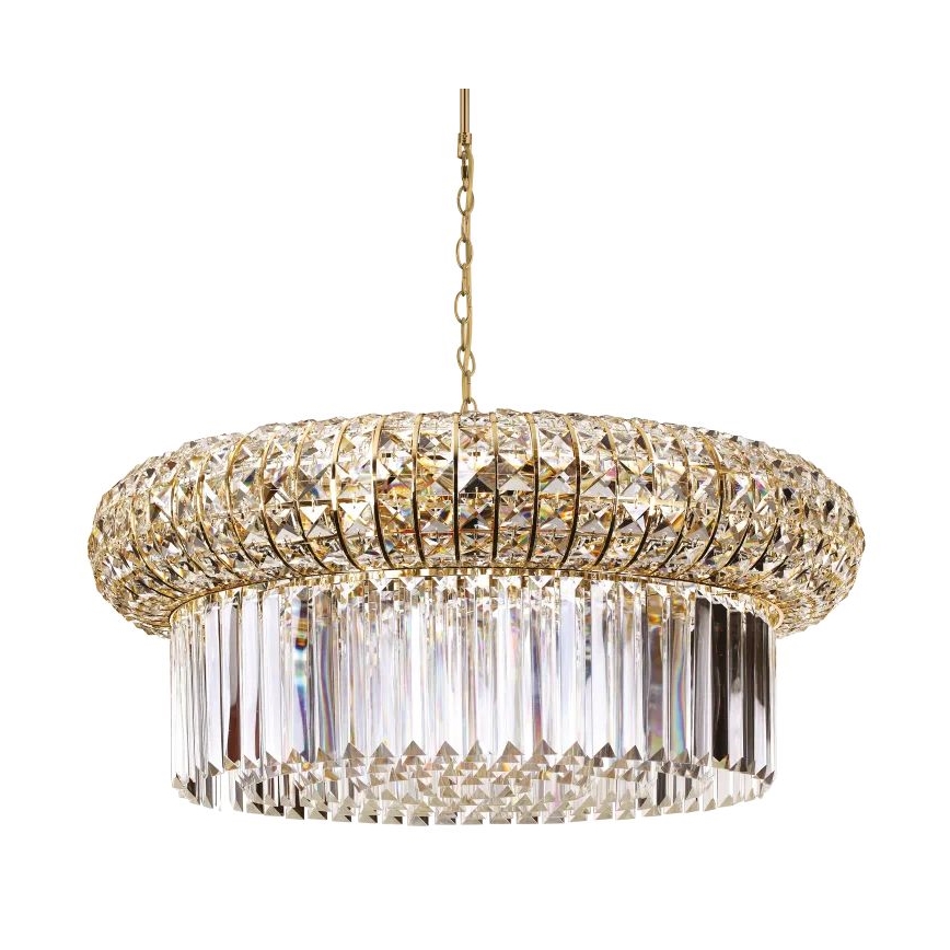 Ideal Lux - Suspension chaîne en cristal NABUCCO 16xE14/40W/230V d. 70 cm doré