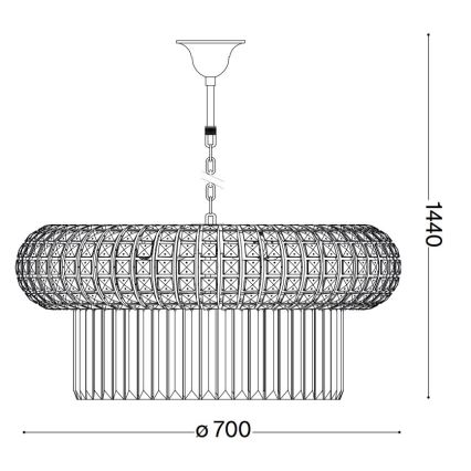 Ideal Lux - Suspension chaîne en cristal NABUCCO 16xE14/40W/230V d. 70 cm doré