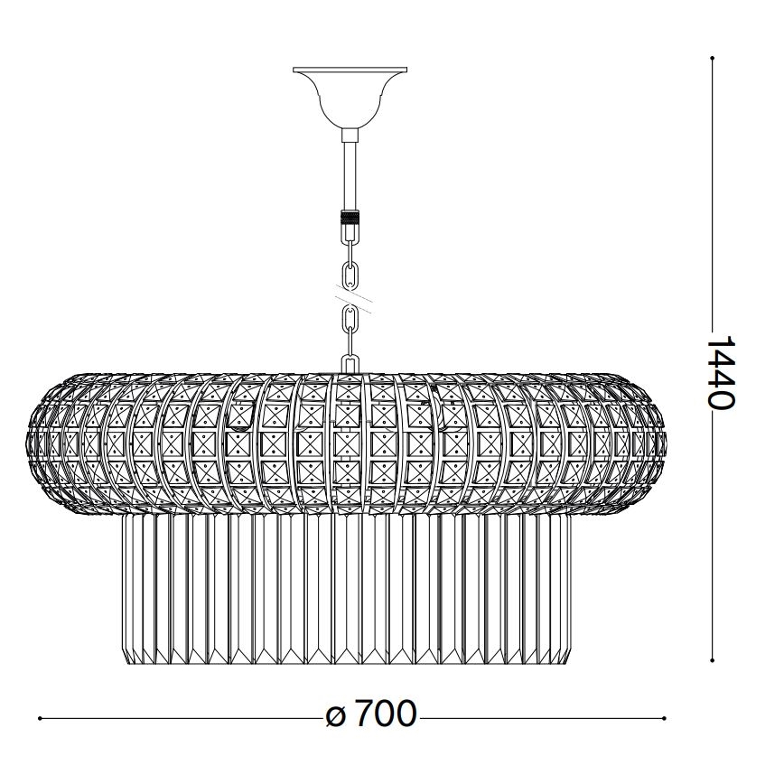 Ideal Lux - Suspension chaîne en cristal NABUCCO 16xE14/40W/230V d. 70 cm doré