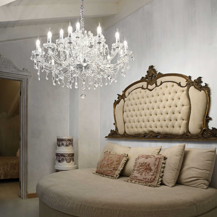 Ideal Lux - Suspension chaîne en cristal NAPOLEON 18xE14/40W/230V d. 96 cm chrome brillant