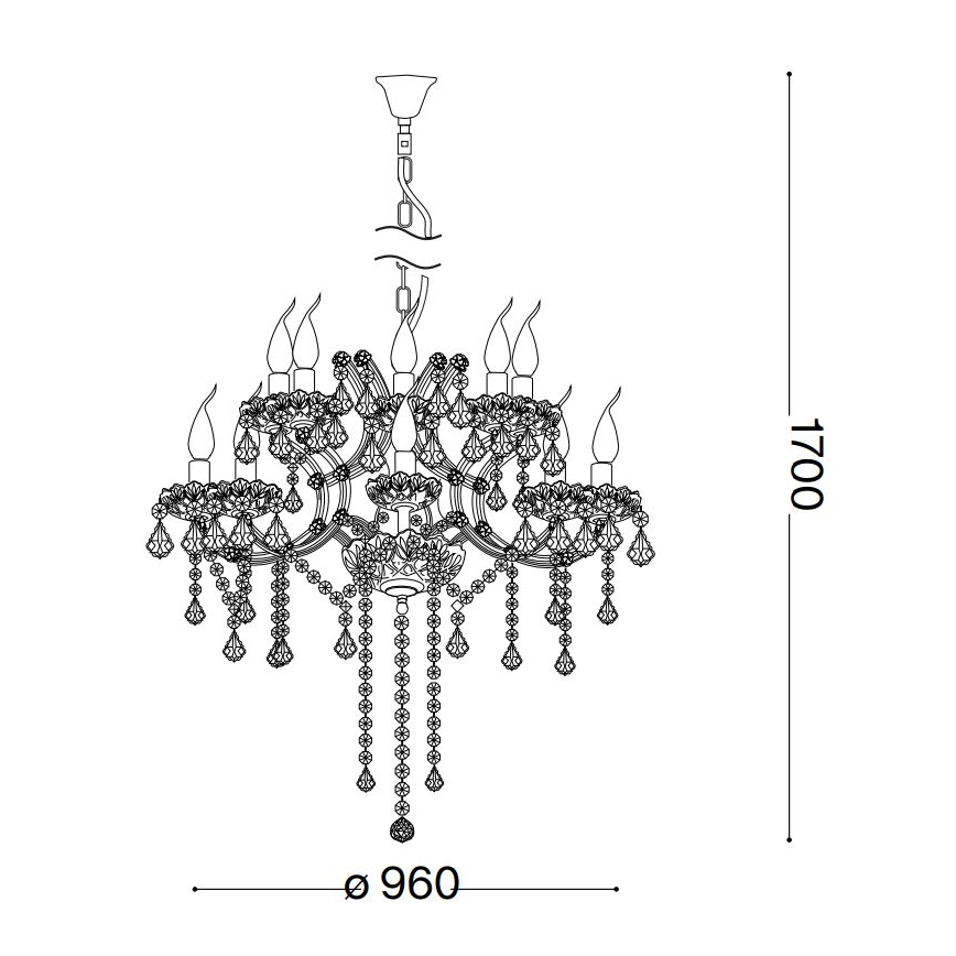 Ideal Lux - Suspension chaîne en cristal NAPOLEON 18xE14/40W/230V d. 96 cm chrome brillant