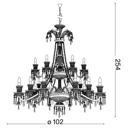 Ideal Lux - Suspension chaîne en cristal REDENTORE 18xE14/40W/230V d. 102 cm transparent