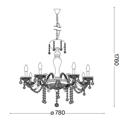Ideal Lux - Suspension chaîne en cristal ROSE 8xE14/40W/230V d. 78 cm beige