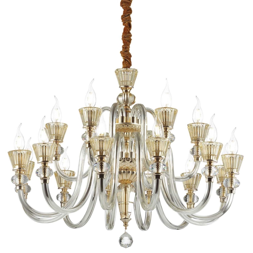 Ideal Lux - Suspension chaîne en cristal STRAUSS 18xE14/40W/230V d. 85 cm laiton