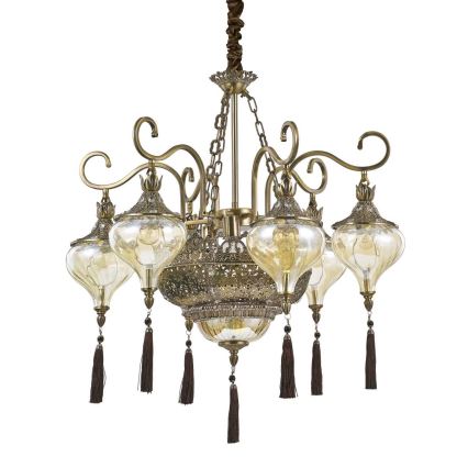 Ideal Lux - Suspension chaîne HAREM 9xE27/60W/230V d. 75 cm laiton