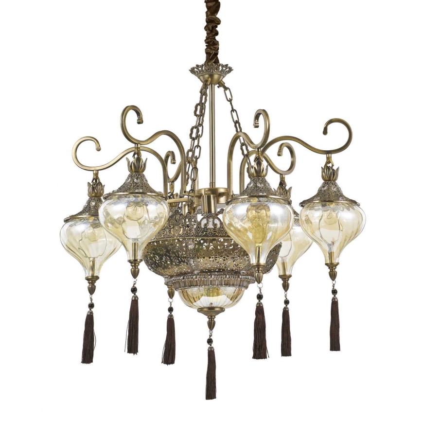 Ideal Lux - Suspension chaîne HAREM 9xE27/60W/230V d. 75 cm laiton