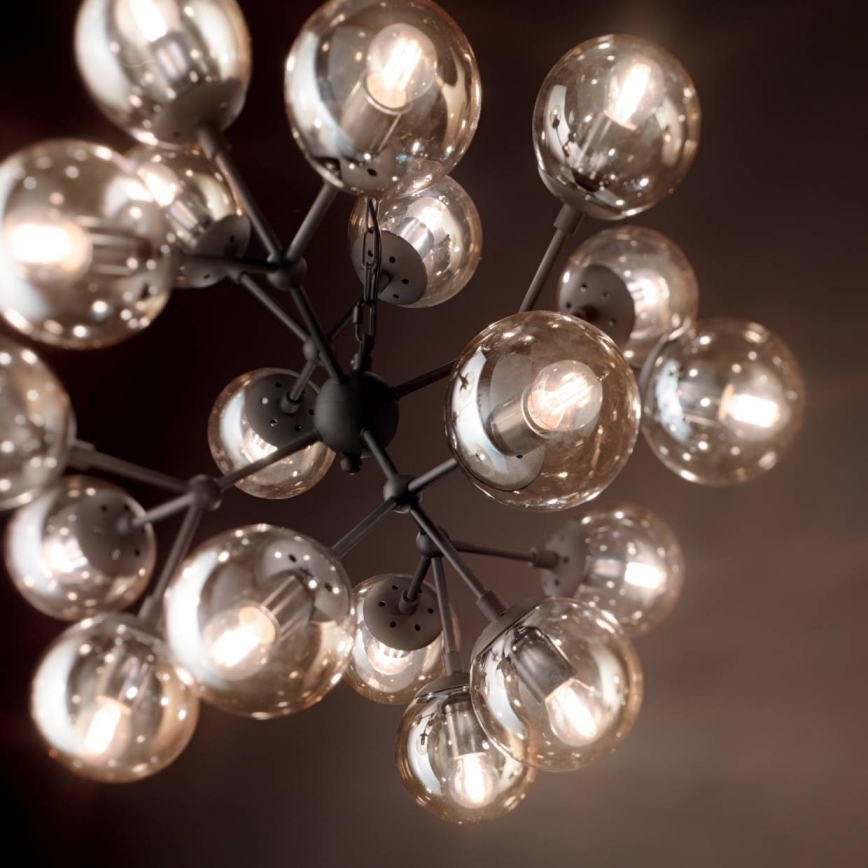 Ideal Lux - Suspension chaîne KEPLER 18xE27/42W/230V d. 69 cm noir/fumé