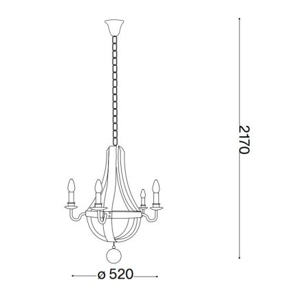 Ideal Lux - Suspension chaîne MILLENNIUM 5xE14/40W/230V d. 52 cm Bouleau/marron