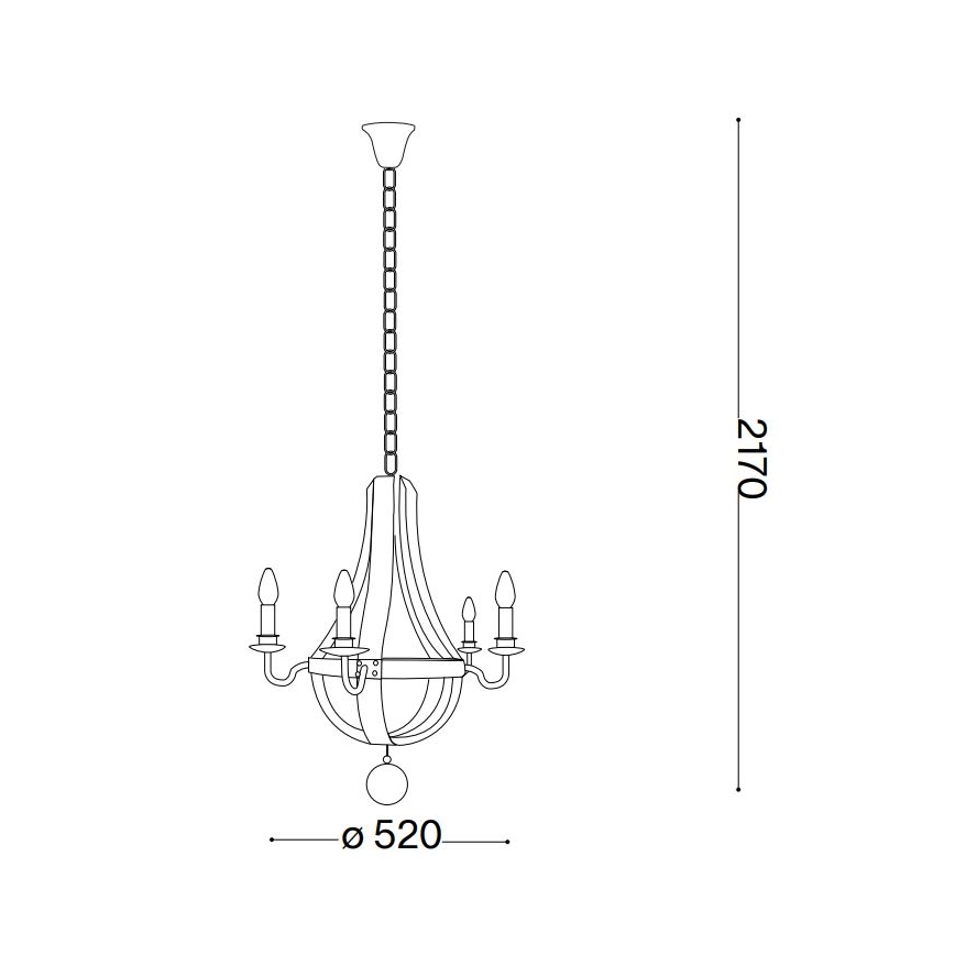 Ideal Lux - Suspension chaîne MILLENNIUM 5xE14/40W/230V d. 52 cm Bouleau/marron