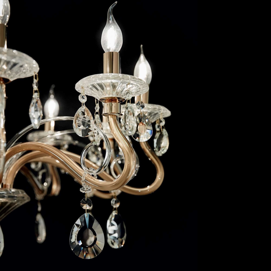 Ideal Lux - Suspension chaîne en cristal NEGRESCO 10xE14/28W/230V d. 85 cm doré