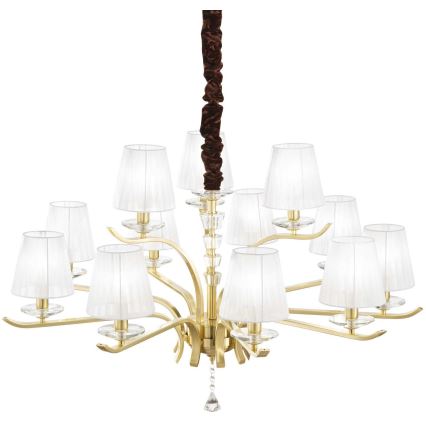 Ideal Lux - Suspension chaîne en cristal PEGASO 12xE14/28W/230V d. 102 cm doré