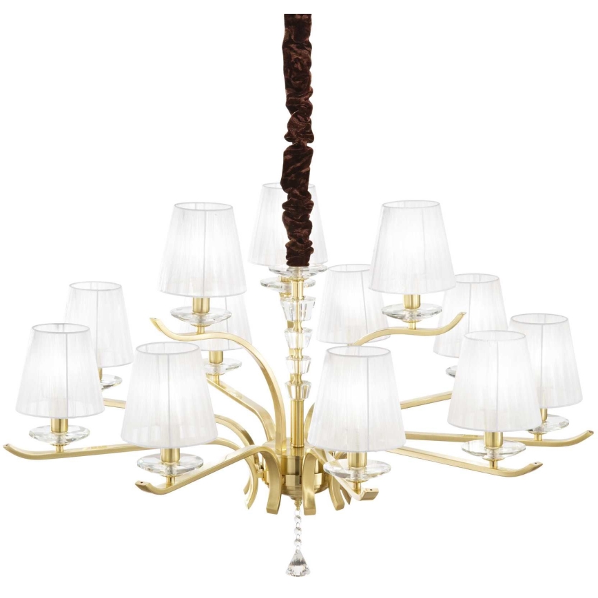 Ideal Lux - Suspension chaîne en cristal PEGASO 12xE14/28W/230V d. 102 cm doré