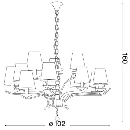 Ideal Lux - Suspension chaîne en cristal PEGASO 12xE14/28W/230V d. 102 cm doré