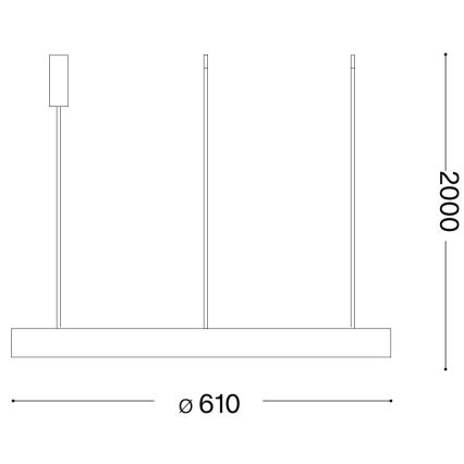 Ideal Lux - Suspension filaire à intensité variable GEMINI LED/48W/230V d. 61 cm noir