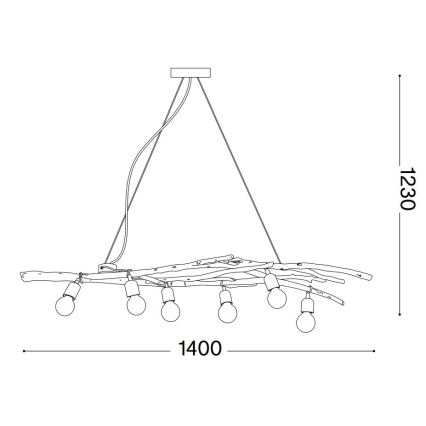 Ideal Lux - Suspension filaire DRIFTWOOD 6xE27/60W/230V goyave