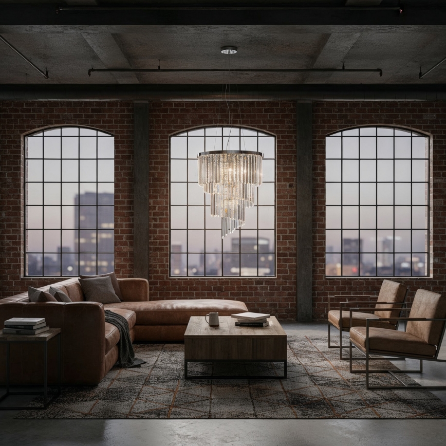 Ideal Lux - Suspension filaire en cristal CARLTON 12xE14/40W/230V d. 50 cm chrome brillant