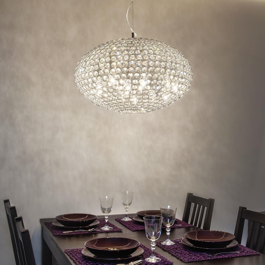 Ideal Lux - Suspension filaire en cristal ORION 12xE14/40W/230V d. 60 cm argent