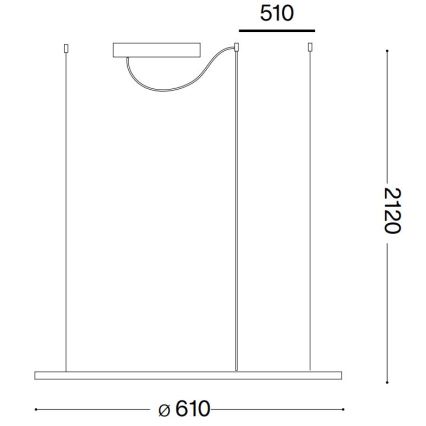 Ideal Lux - Suspension filaire HULAHOOP LED/28W/230V 3000K d. 61 cm CRI 90 blanc