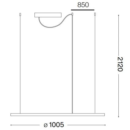 Ideal Lux - Suspension filaire HULAHOOP LED/46W/230V 3000K d. 100 cm CRI 90 blanc
