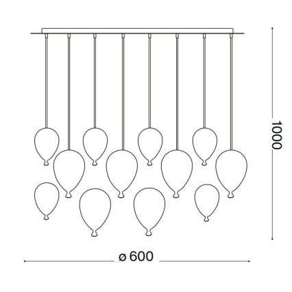 Ideal Lux - Suspension filaire LED CLOWN 12xG9/3W/230V d. 60 cm coloré