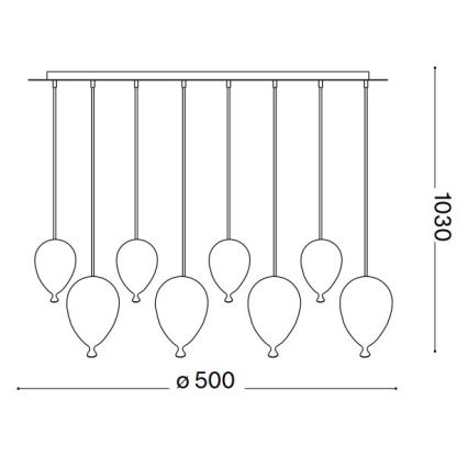 Ideal Lux - Suspension filaire LED CLOWN 8xG9/3W/230V d. 50 cm coloré