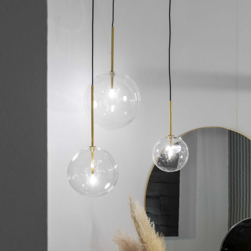 Ideal Lux - Suspension filaire LED EQUINOXE 1xG4/2W/230V d. 15 cm laiton/transparent