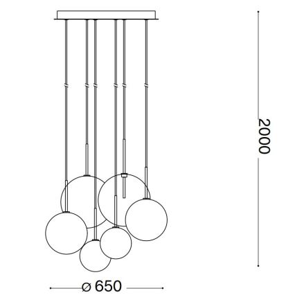 Ideal Lux - Suspension filaire LED EQUINOXE 6xG4/2W/230V d. 65 cm chrome brillant/transparent