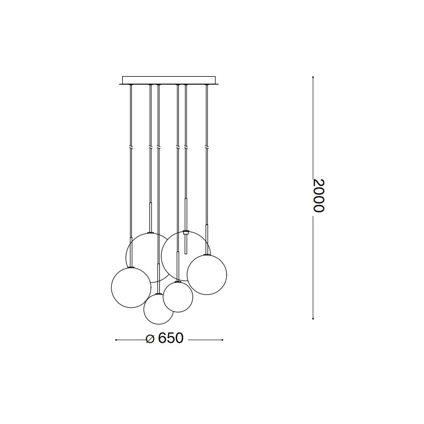 Ideal Lux - Suspension filaire LED EQUINOXE 6xG4/2W/230V d. 65 cm laiton/fumé