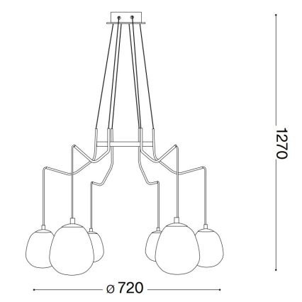 Ideal Lux - Suspension filaire LED KAROUSEL 6xG9/3W/230V d. 72 cm laiton
