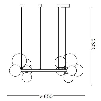 Ideal Lux - Suspension filaire LED PERLAGE 14xG9/3W/230V d. 85 cm doré/blanc