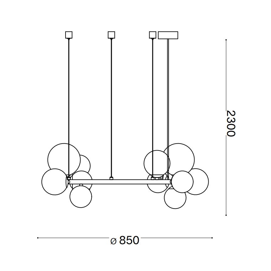 Ideal Lux - Suspension filaire LED PERLAGE 14xG9/3W/230V d. 85 cm noir/fumé