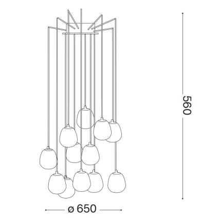 Ideal Lux - Suspension filaire LED RHAPSODY 12xG9/3W/230V laiton