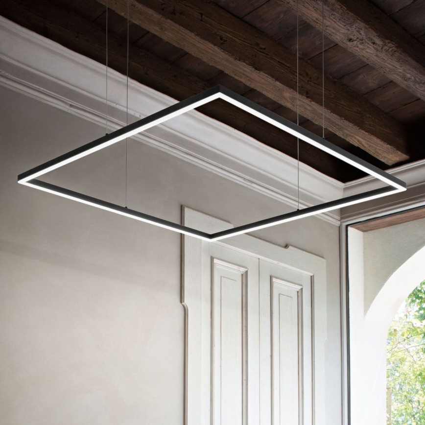 Ideal Lux - Suspension filaire ORACLE SLIM LED/53W/230V 3000K 90x90 cm noir