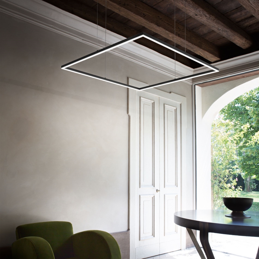Ideal Lux - Suspension filaire ORACLE SLIM LED/53W/230V 3000K 90x90 cm noir