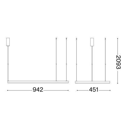 Ideal Lux - Suspension filaire WAVES LED/37W/230V CRI 90 noir