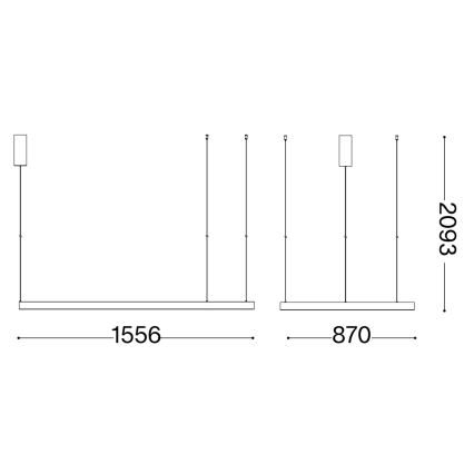 Ideal Lux - Suspension filaire WAVES LED/54W/230V CRI 90 blanc