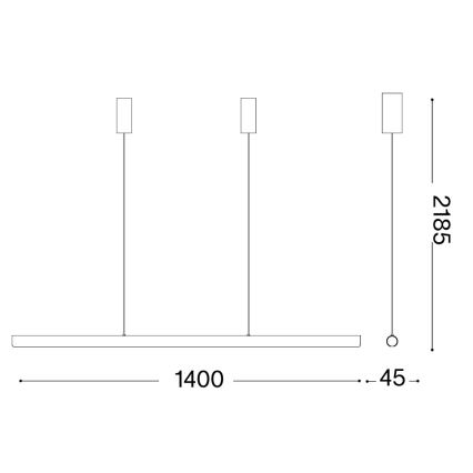 Ideal Lux - Suspension LED dimmable sur câble DORICA LED/35W/230V IRC 90 140 cm bleu