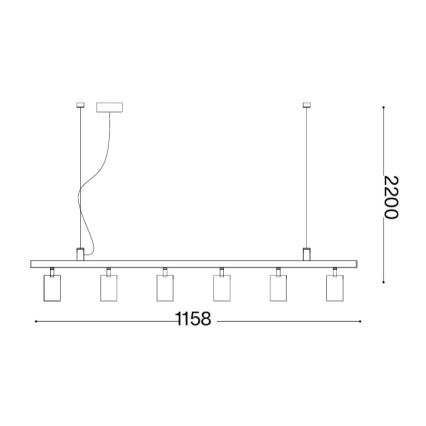 Ideal Lux - Suspension LED sur câble DYNAMITE 6xGU10/7W/230V IRC 90 laiton