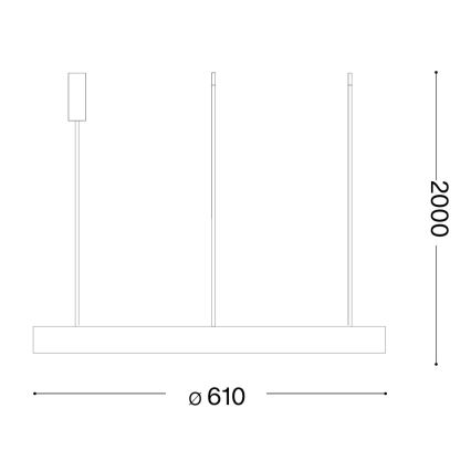 Ideal Lux - Suspension LED sur câble GEMINI, 47 W, 230 V, 2700 K, Ø 61 cm, IRC 90, blanc