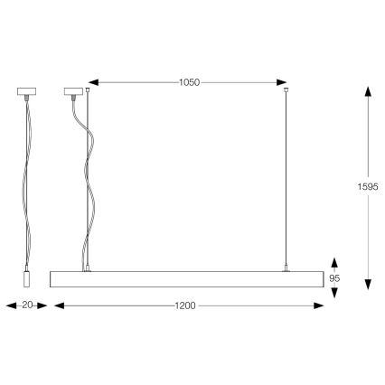 Ideal Lux - Suspension LED sur câble LINUS LED/32W/230V 4000K IRC 90 120 cm blanche