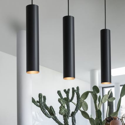 Ideal Lux - Suspension LED sur câble LOOK 1xGU10/7W/230V CRI 90 Ø 6 cm noire