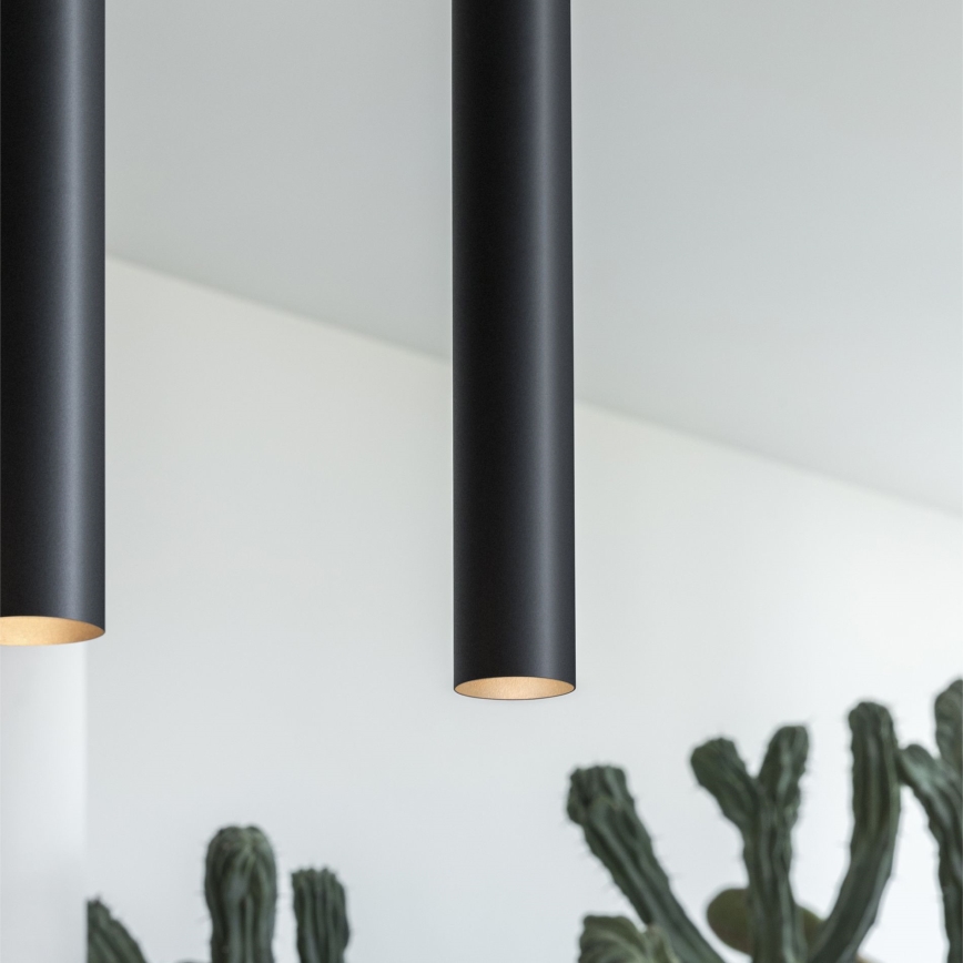 Ideal Lux - Suspension LED sur câble LOOK 1xGU10/7W/230V CRI 90 Ø 6 cm noire