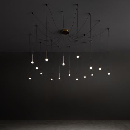 Ideal Lux - Suspension LED sur câble LUCCIOLA 16xLED/16W/230V CRI 90, design araignée en laiton
