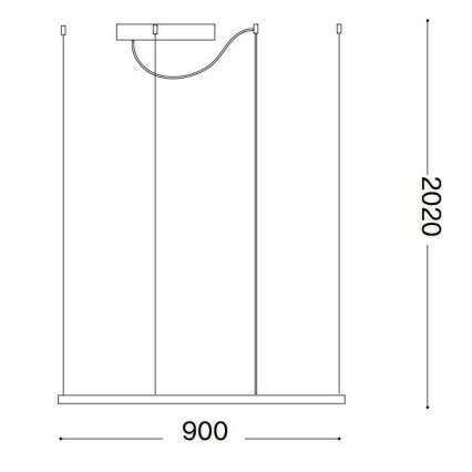 Ideal Lux - Suspension LED sur câble ORACLE SLIM LED/53W/230V 3000K CRI 90 90x90 cm noire