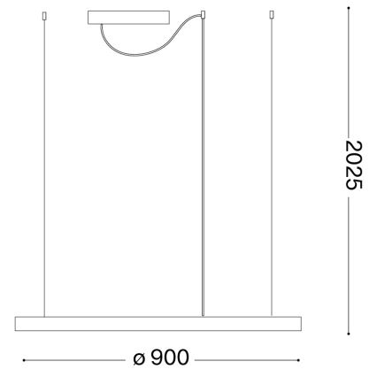 Ideal Lux - Suspension LED sur câble ORACLE SLIM LED 53W 230V 3000K IRC 90 Ø 90 cm, dorée
