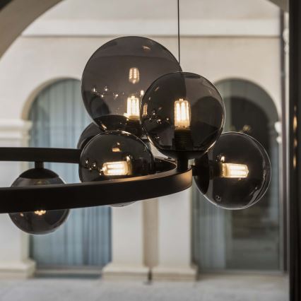 Ideal Lux - Suspension LED sur câble PERLAGE 25xG9/3W/230V 110 cm noir/noir fumé
