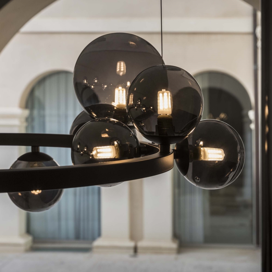 Ideal Lux - Suspension LED sur câble PERLAGE 25xG9/3W/230V 110 cm noir/noir fumé