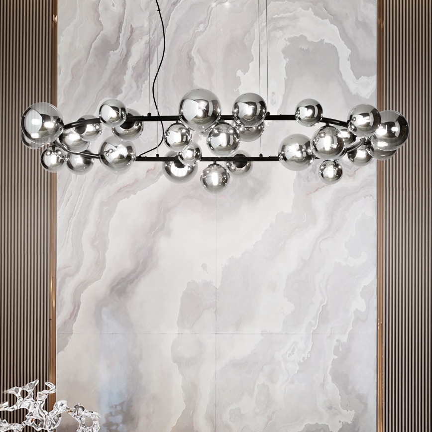 Ideal Lux - Lustre LED sur câble PERLAGE 30xG9/3W/230V 143 cm noir/noir fumé