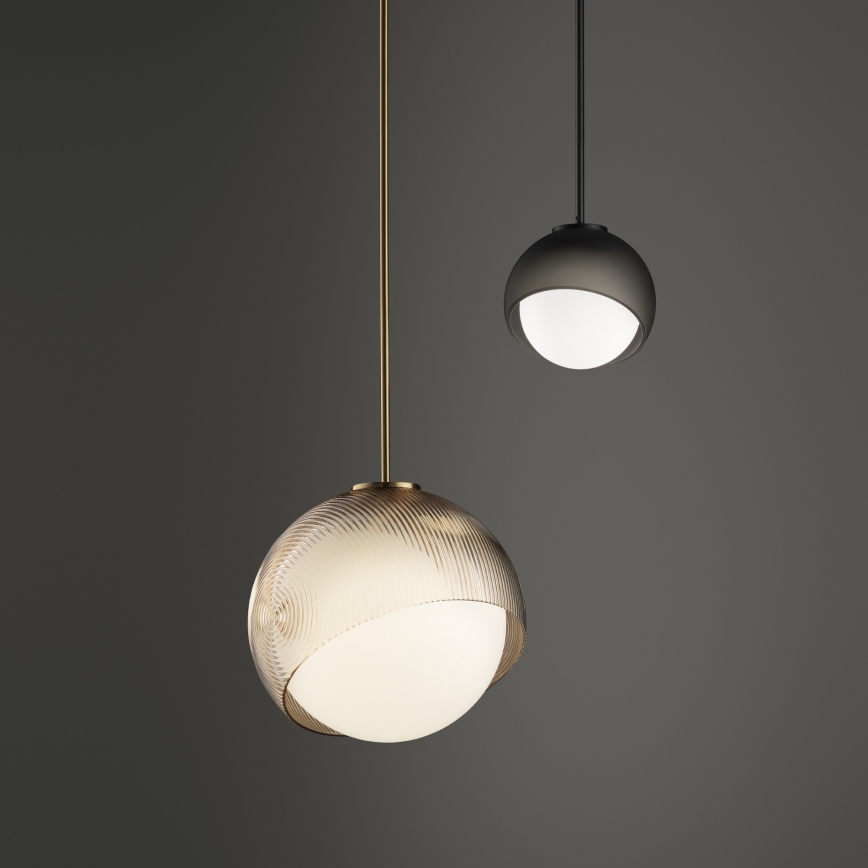 Ideal Lux - Suspension à câble BLOOM 1xE27/42W/230V, Ø 30 cm, doré / beige fumé